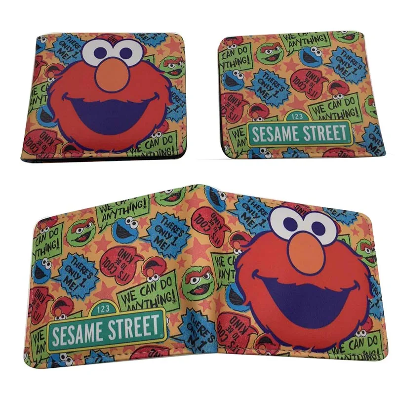 Модный мультяшный кошелек с персонажами аниме Улица Сезам кожаный для монет