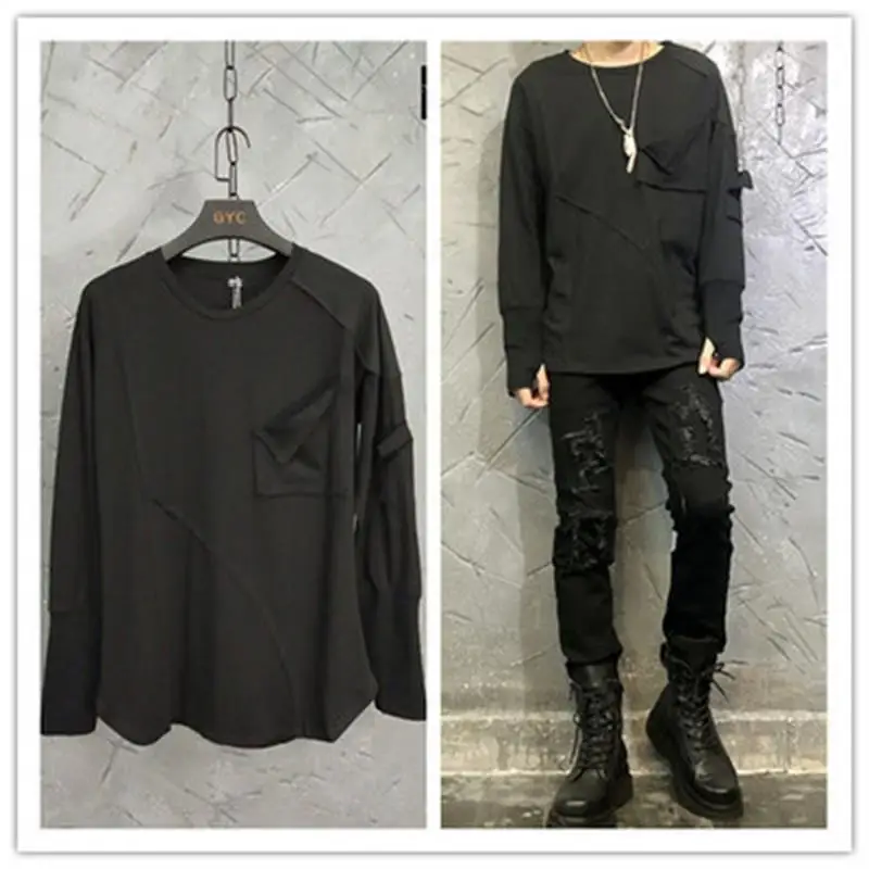 

Autumn and winter style long-sleeved t-shirt fashion undershirt stitching men's fashion casual round-necked long-sleeved t-shirt