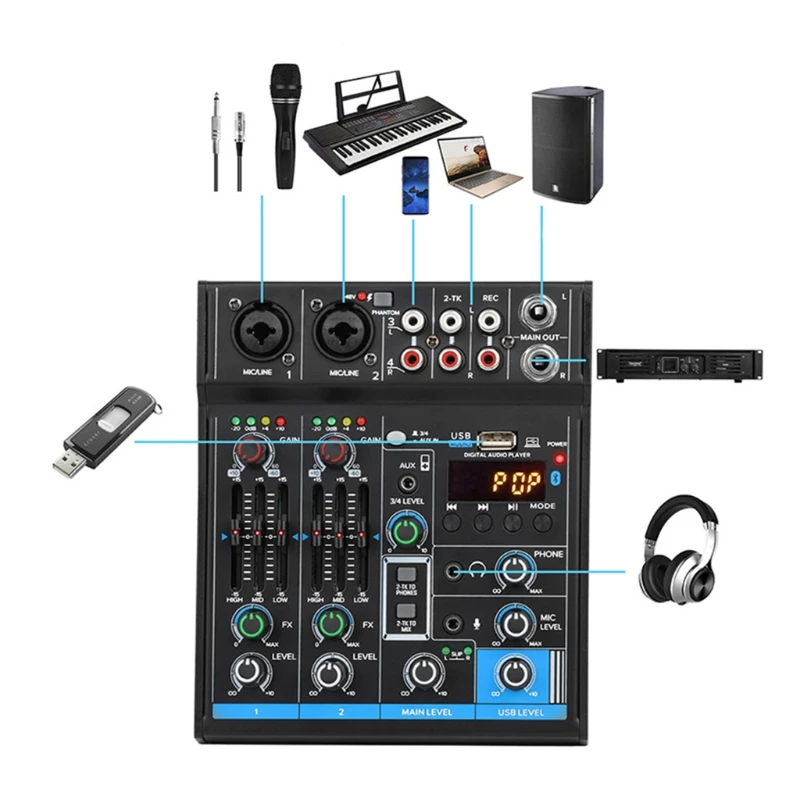 2021 Новый профессиональный аудио Mixe звуковая карта консоли 4-х канальный цифровой