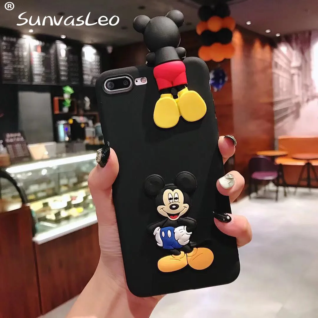 Black Mickey 3D мультфильм животных мягкий чехол для телефона задняя крышка для samsung S6 S7 S8 S9 S10 S10 рlus Lite/M10 M20 M30/Note 3 4 5 8 9/A30 A50 - Цвет: Black Mickey