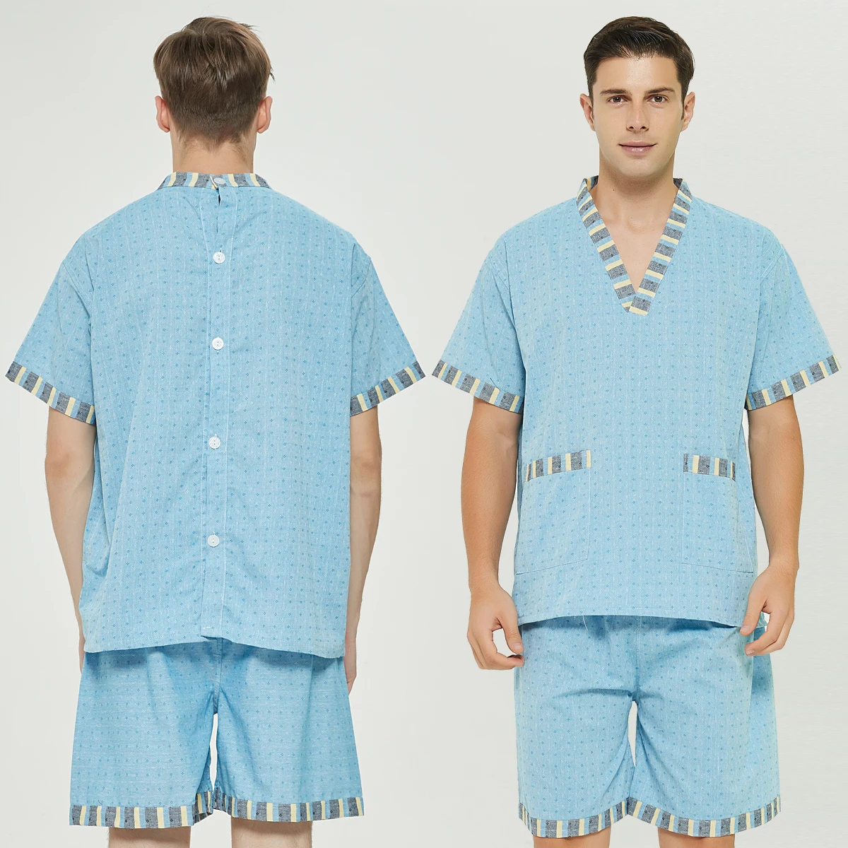 Pajamas Set Male Cotton Short-Sleeved Couples Lovers Men's Summer Spring Leisure Loose Clothing Summer Loose Men Sleepwear Tops