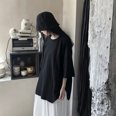 

Новая многоугольная Асимметричная футболка с рукавом «пять-четверть», летняя дизайнерская короткая куртка маленького чистого цвета