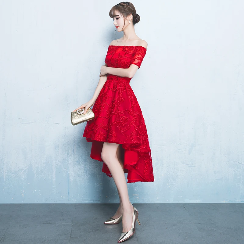 Cheongsam qipao платье в винтажном стиле Красные женские с открытыми плечами невесты
