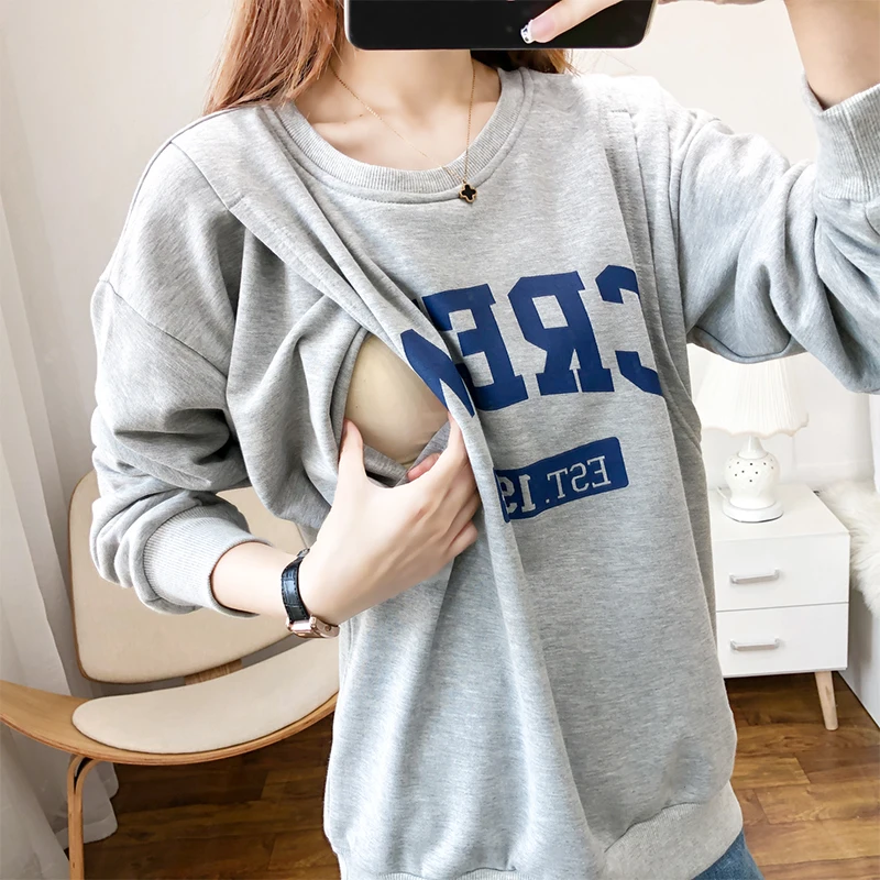Sweaters For Nursing Mothers Pregnancy Autumn Letter Print  Breastfeeding Clothes Baby Carrier acket For Pregnant Women 5066B