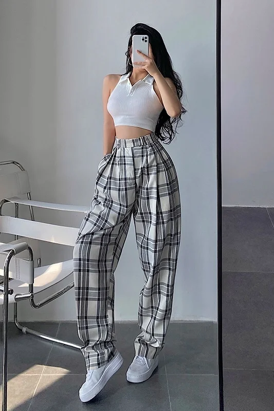 

Womengaga Street high-waisted Loose breeches Straight-line slacks Loose women's pants streetwear pantalon