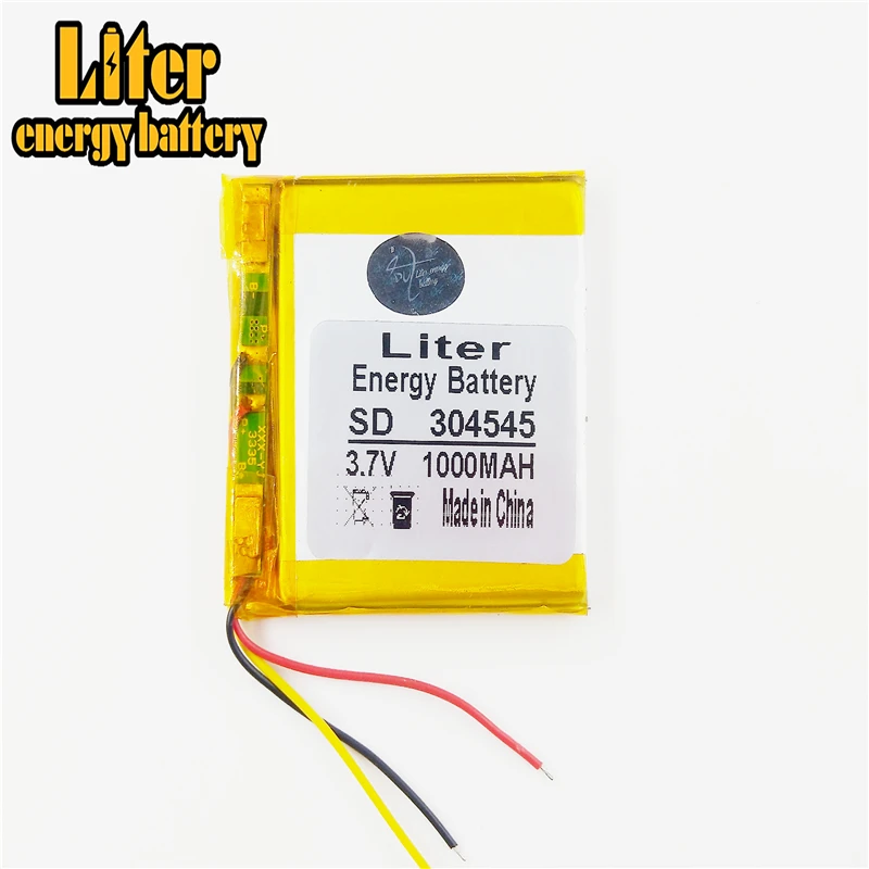 3 провода 7 V 304545 034545 MP3 MP4 MP5 батарея литий-полимерный аккумулятор GPS 1000 мАч |