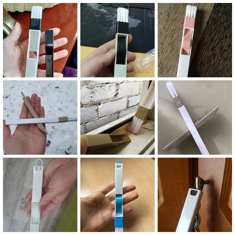 

Multipurpose Window Door Keyboard Cleaning Brush Cleaner+Dustpan 2 In 1 Tool Black Blue Color Window Brush