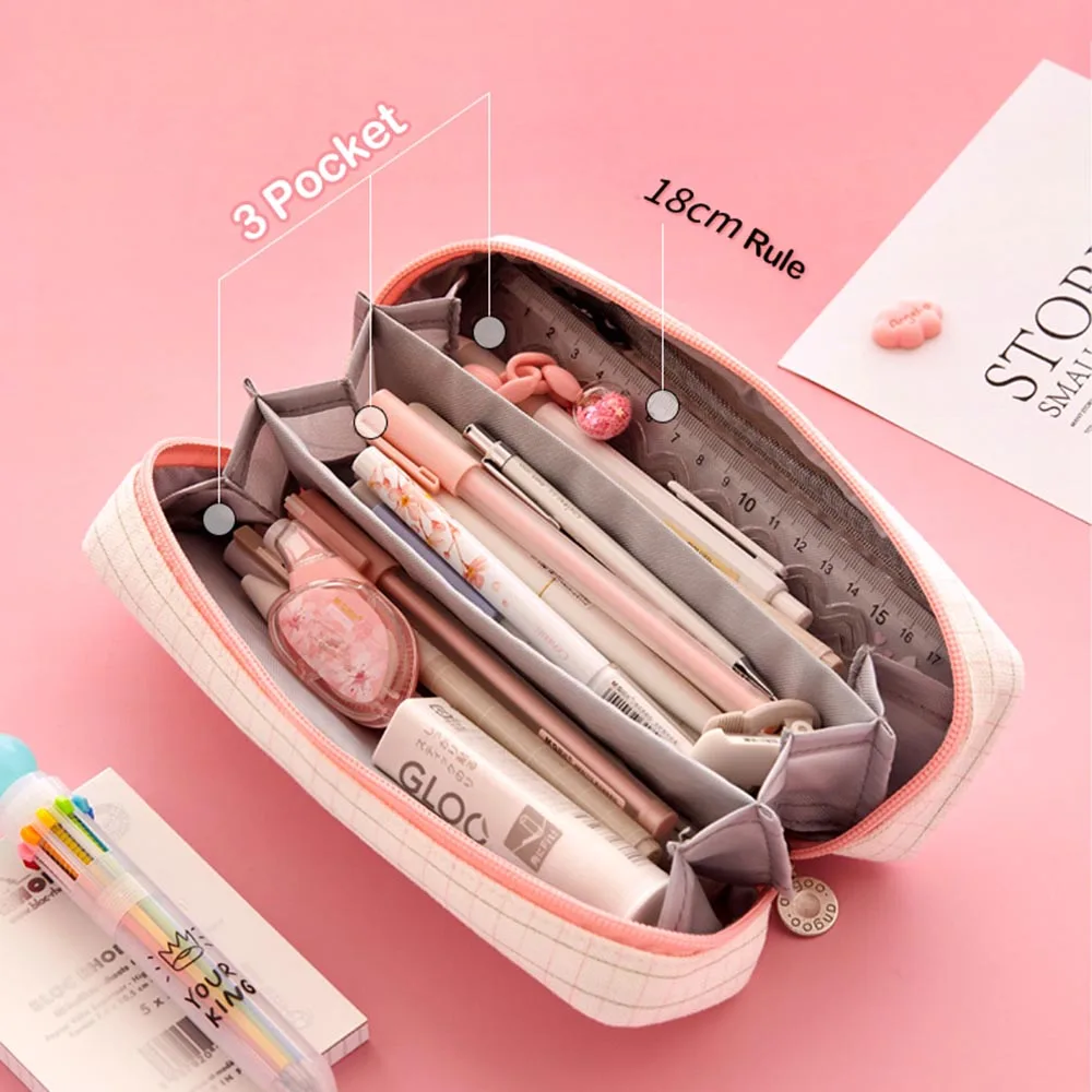 

1 Pcs Canvas Pencil Case Multifunction Big Pen Bag for School Cosmetic Case Pen Bag School Stationery Supplies Gift