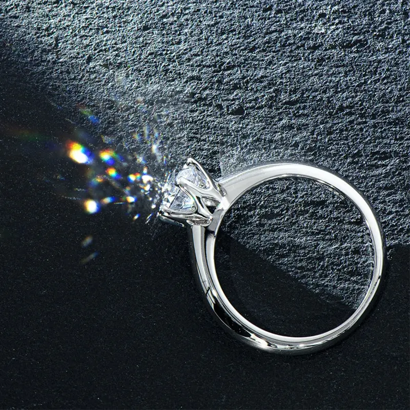 

Jazaz Fine 100% 925 Sterling Silver Sparkling Real 0.5 Carat Moissanite Wedding Rings Women Lady Top Quality Engagement B0437