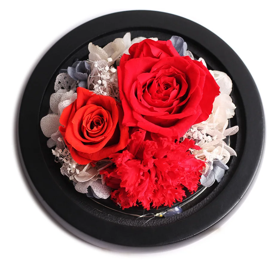 Романтическая красота и чудовище вечная гвоздика Роза в стеклянном чехле с