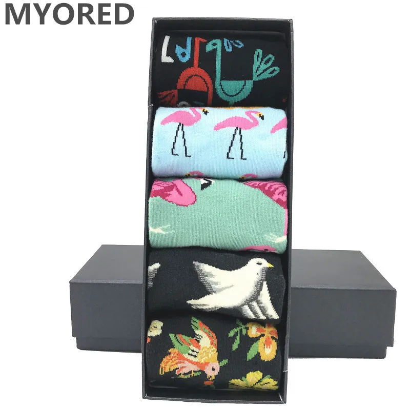 Носки мужские MYORED Разноцветные длинные носки с изображением птиц цветов пара/лот