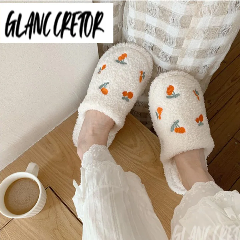 

Japanese Style Home Indoor Non-Slip Cotton Slippers Female Autumn And Confinement Plush Shoes Ins Winter Cute Girl Heart