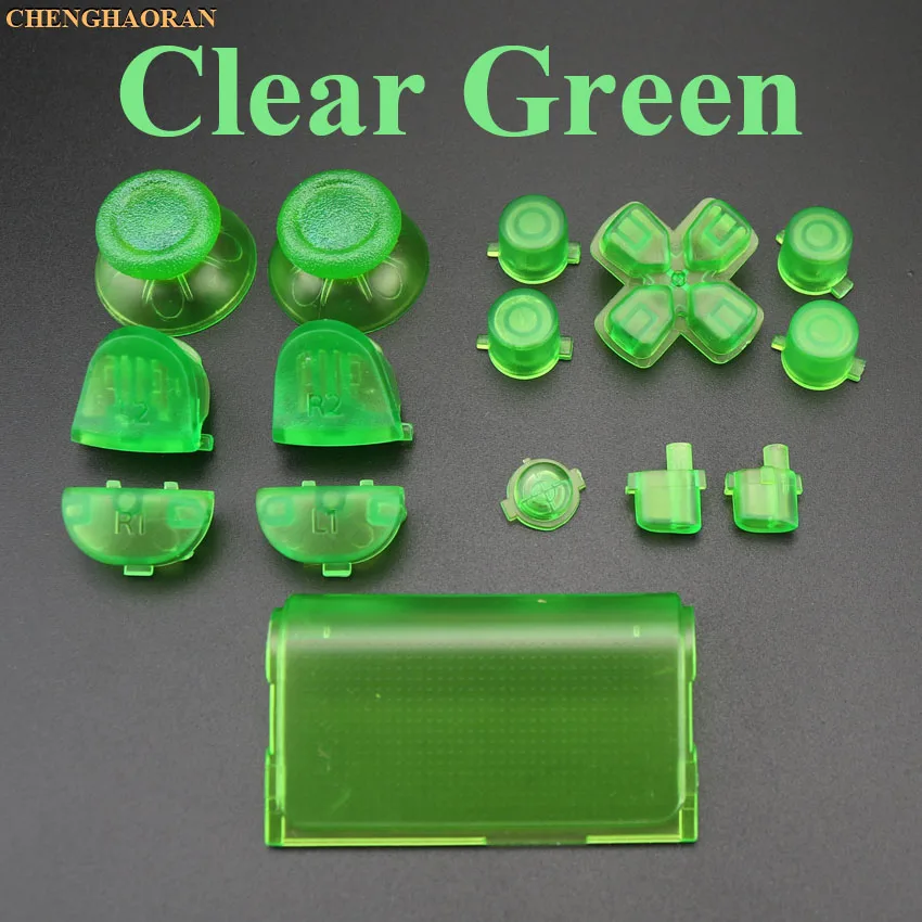 L Clear Green 1 Набор торцевых головок 17 Цвета Thumbsticks R2 L2 R1 L1 пусковых кнопок Mod Kit для Playstation Dualshock 4 PS4 2,0 DS4 010 011 1200 контроллер - Цвет: L Clear Green