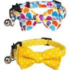 Ошейник для кошки с колокольчиком, свадебные регулируемые ошейники с бантиком, безопасные воротники для кошек, цветочный бант, съемный регулируемый щенок