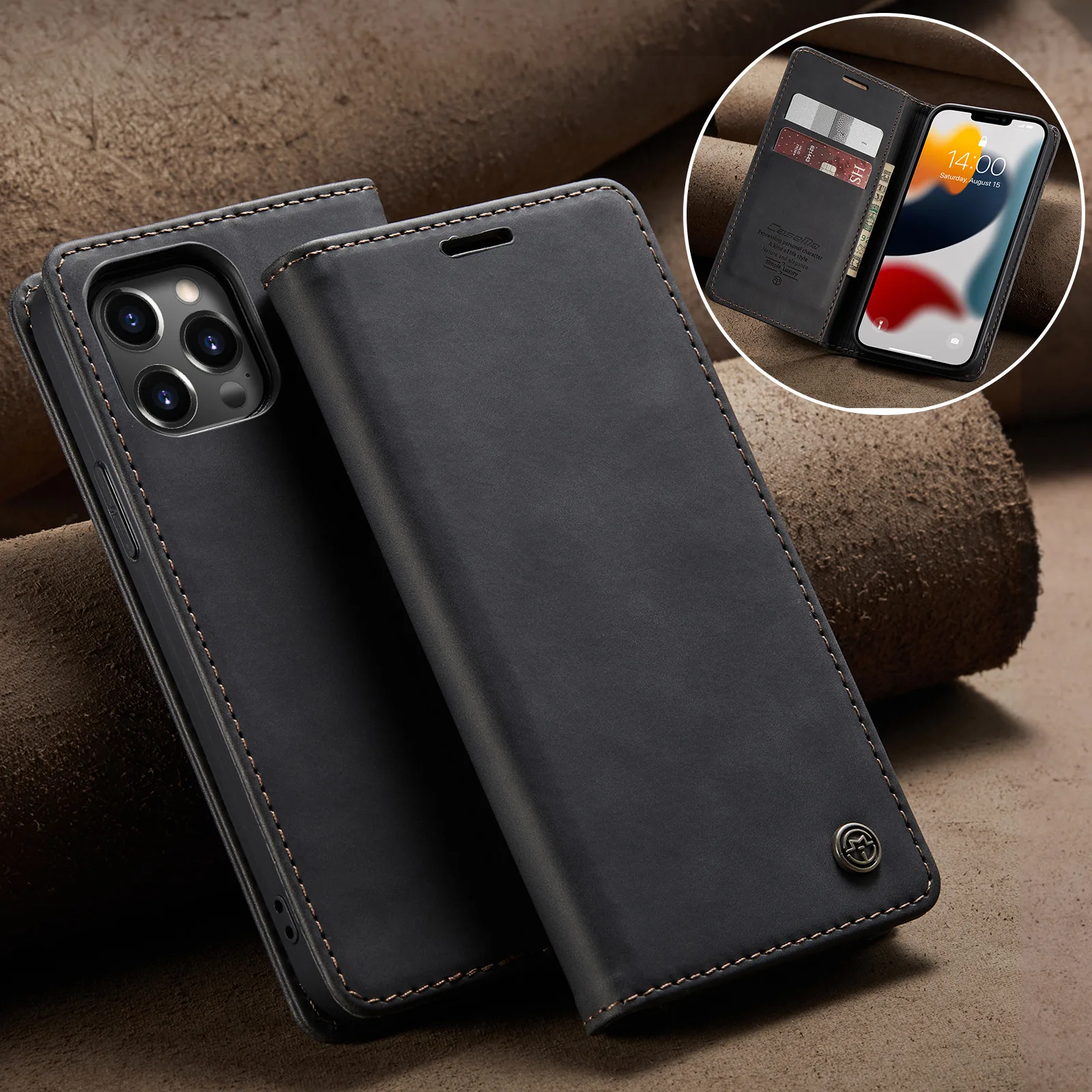 

Luxury Leather Flip mobile Case for iPhone 6 6s 7 8 SE 2020 11 12 Mini Pro PLUS X XS Max XR Wallet Cards Stand Phone Bags Cover