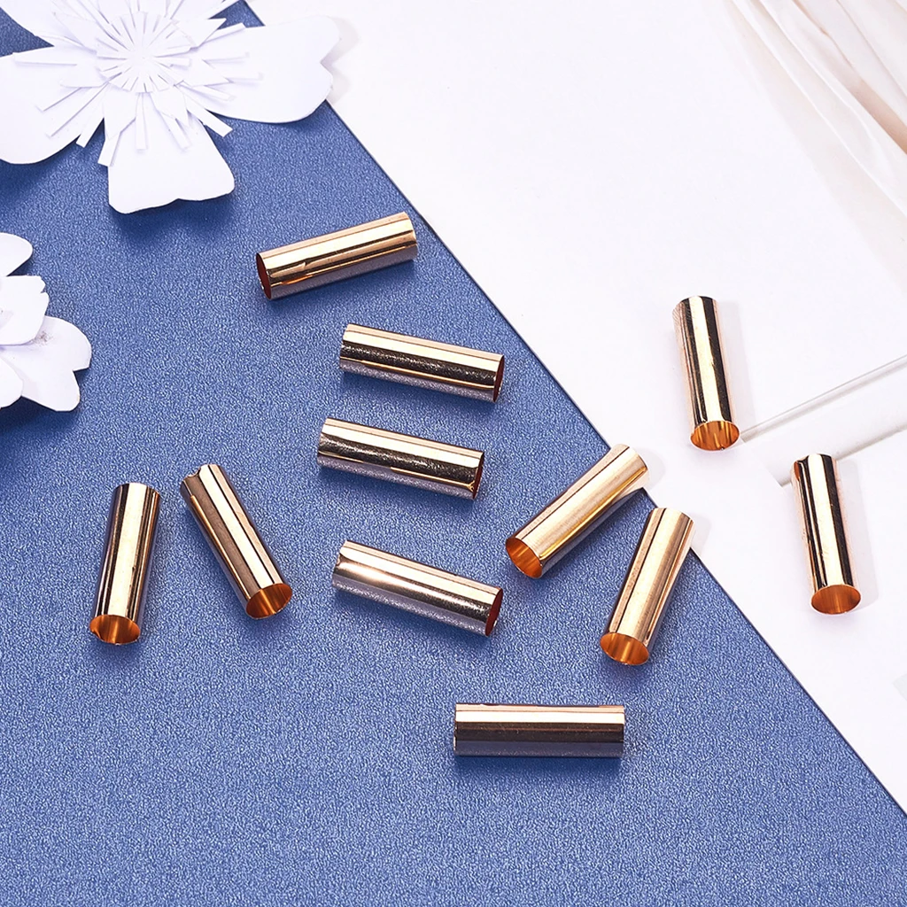 

50pcs Stright Tube Beads Brass Spacer Beads Connector Findings DIY Bracelets