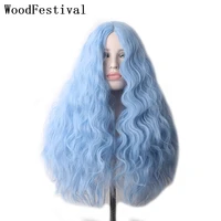 woodfestival fibre synthetic hair color wigs for woman cosplay long curly blue wig ombre pastel light pink blonde brown ladies