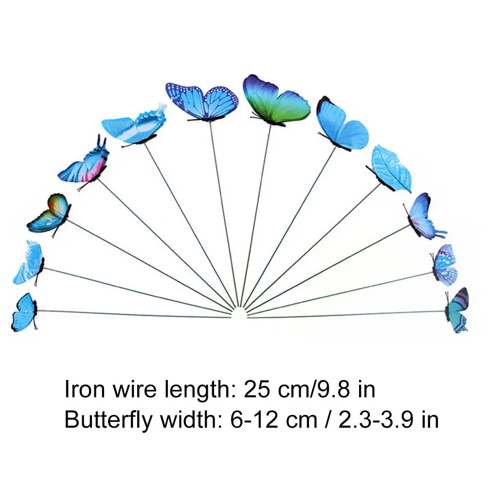 

12pcs Bunch Of Butterflies Garden Yard Planter Colorful Whimsical Butterfly Stakes Garden Ornaments Patio Lawn Decorations