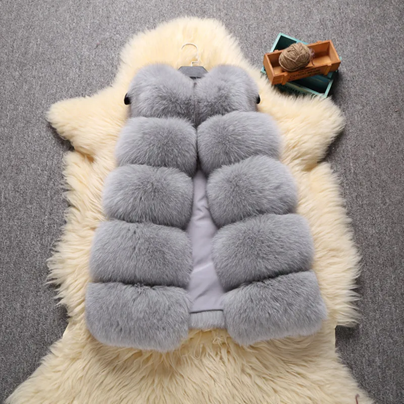 Rf0313 полосатый жилет из натурального Лисьего меха женский без рукавов зимний