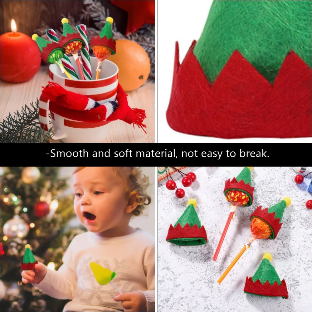 

24Pcs Breathable Christmas Decorations Lovely Lollipop Hats Candy Decors (Green)