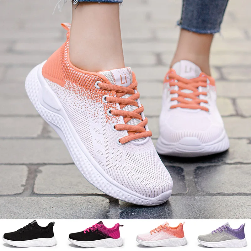 

2021 New Women Casual Shoes Female Lace-up Sneakers Flats Summer Vulcanized Shoes Woman Walking Tennis Zapatilla Mujer Plus Size