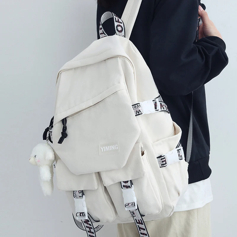 

Large Capacity Multiple Pockets Waterproof Nylon Women Backpack Insert Buckle Travel Bag for Men Unisex School Backpack for Girl