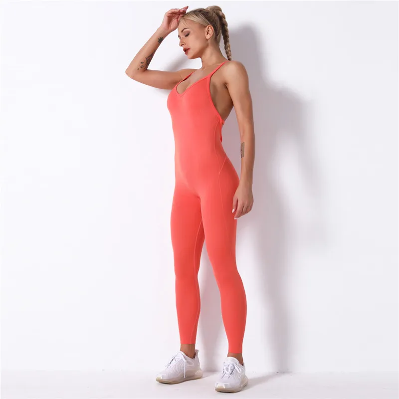 Hips Push Up Jumpsuit Sexy One Piece Yoga Suit Women Tracksuit Yoga High Waist Slim Sport Sets Backless Running Sportswear New