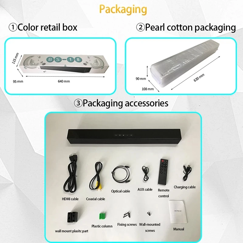 

Wall Speaker 40W Soundbar Home Theater Speaker For Computer TV Wireless Bluetooth Column Subwoofer Soundbar Music Center Box