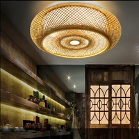 hand woven led ceiling lamp bamboo wicker rattan round lantern ceiling lights japanese ceiling lamp bedroom living room fixture