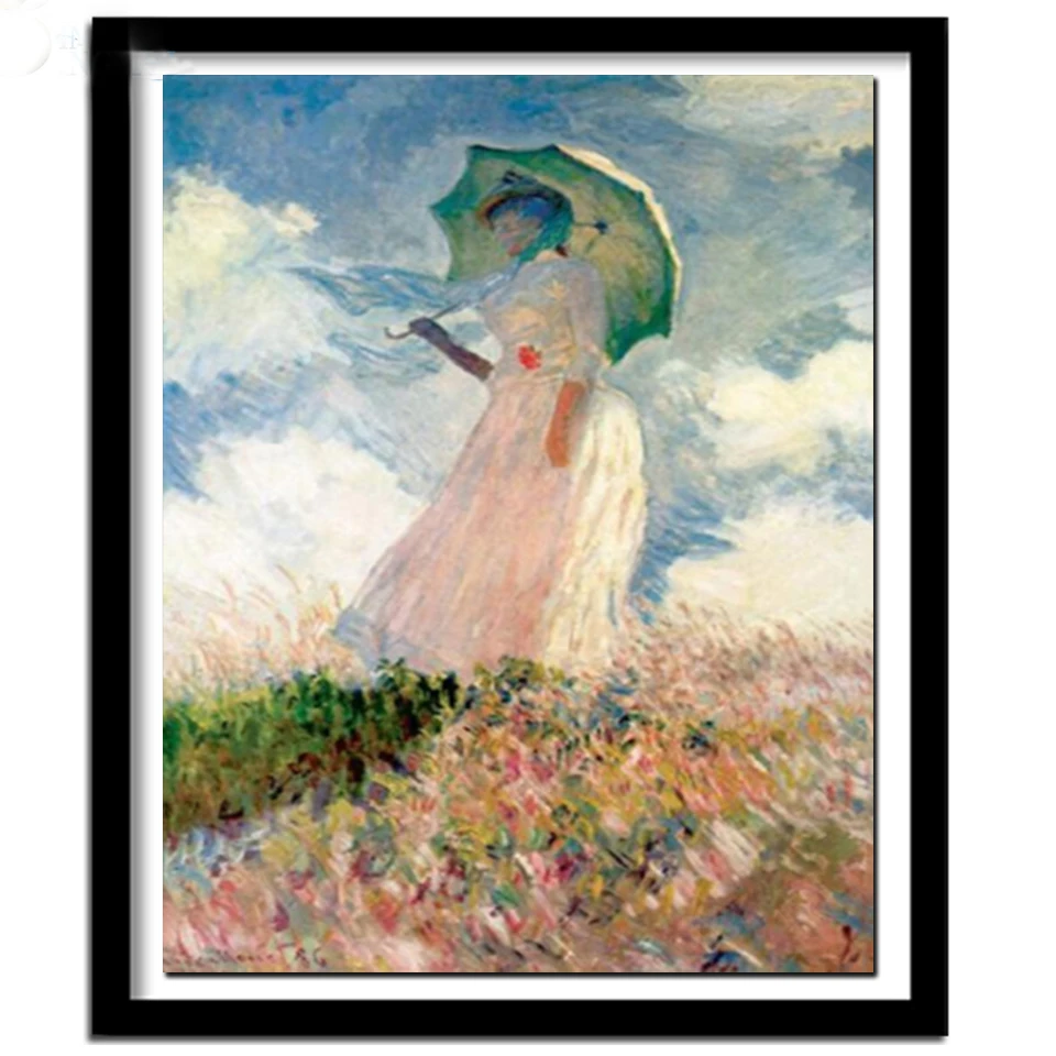Сделай сам Клод Моне женщина с зонтиком настенное искусство картины репродукции