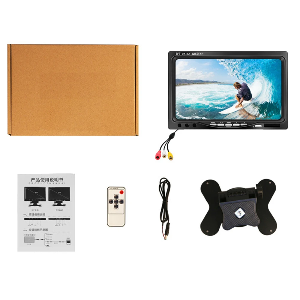 7-дюймовый автомобильный монитор TFT LCD CCD HD цифровой экран 16:9 1024*600 2-полосный