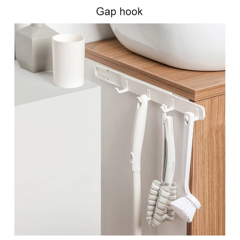 

1pc Storage Racks Four Rows Seamless Punch-free Slotted Drawable U-shaped Hooks Home Kitchen Viscose Organize Supplies