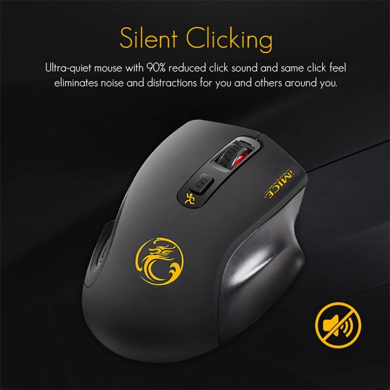 

IMice G1800 Computer Mouse, 2.4G Wireless Silent Optical Gaming Mouse for Pc, Laptop,