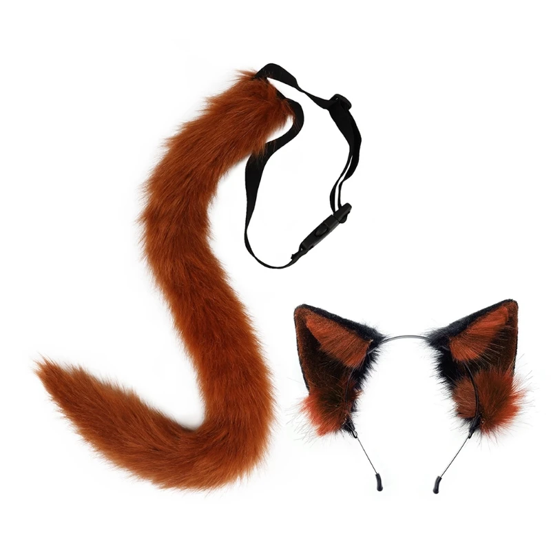 

Cat Ears Hairhoop Plush Women Headwear Masquerade Party Cat Tail Cosplay Props