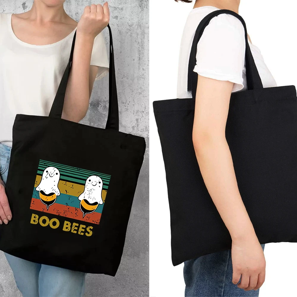 

Women's Canvas Shopping Bags Shoulder Shopper Bag Environmental Storage Handbag Reusable Eco Grocery Tote