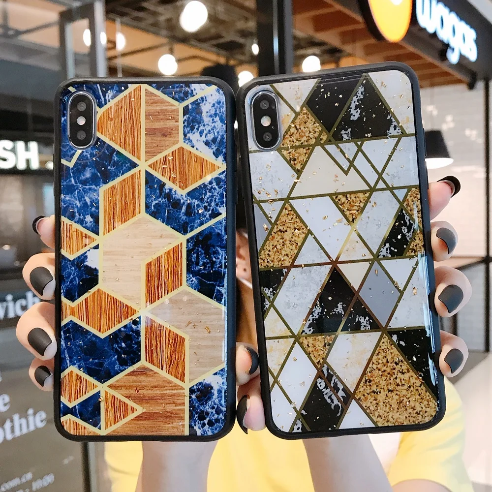 Роскошный Мраморный геометрический чехол для телефона iPhone 11 Pro Max XS X XR 7 8 Plus 7Plus 6 S