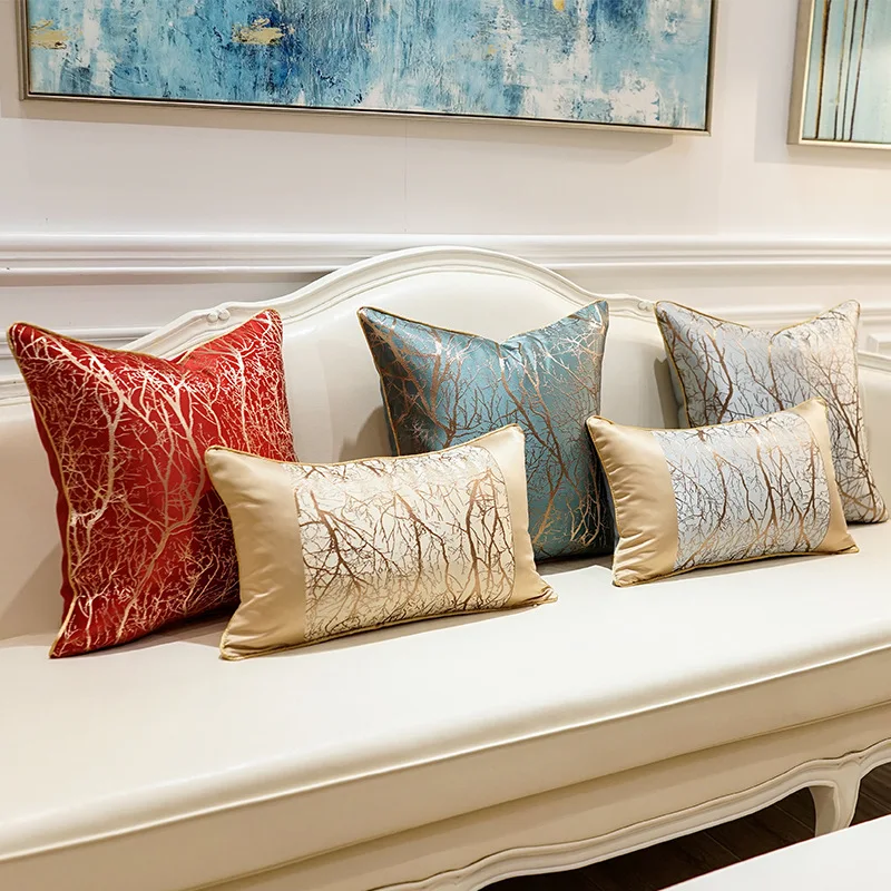 

Luxury Delicate Willow Branches Embroidery Decorative Cushion Cover Red Blue Modern Pillow Cover Sofa Chair Bed Pillowcase