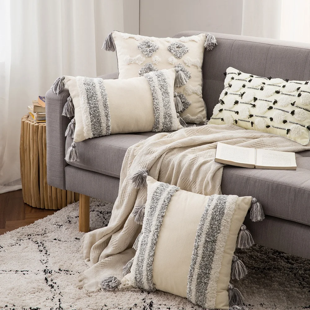 

Boho Throw Pillow Case Nordic Decorative Tufted Cushion Cover Tassel Macrame Luxury Pillow Cover For Bed Sofa Couch Home Decor