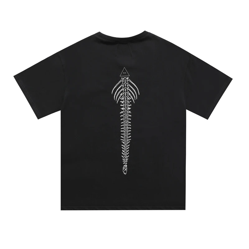 

American style RHUDE 2021 New retro letter snake bone printed High Street Men's and women's short-sleeved T-shirt