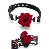 rose flower sexy mouth stuffed soft silicone mouth bondage gear lace pattern bdsm mouth gag tools adult flirting toys product