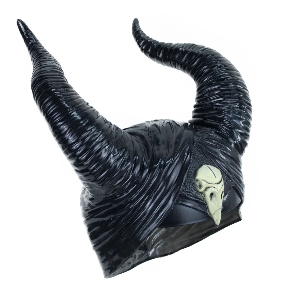 

Girls Horns Hat Black Queen Cosplay Headpiece Women Halloween Costumes Anime Witch Headdress Party Props