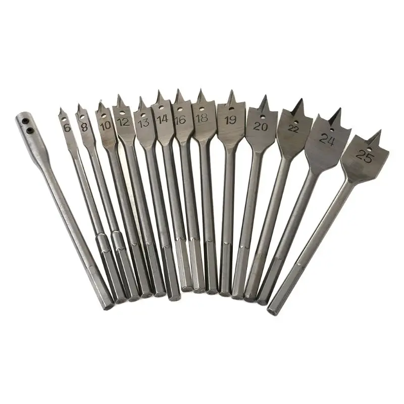 

2021 Новый 15 шт. плоский ЛОПАТОЧНЫЕ сверла набор металлических Бит Комплект шестигранный хвостовик, деревообрабатывающий инструмент Аксессу...