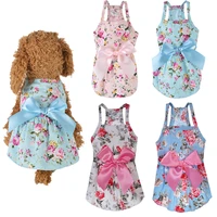 xs xl summer floral bow dog dress princess for small dogs skirt cute princess dog wedding dresses chihuahua pug puppy cat dress