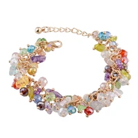 melihe crystal beads gold color charm bracelets bangles for women love flower bracelet with stones jewelry bracelet sbr140192