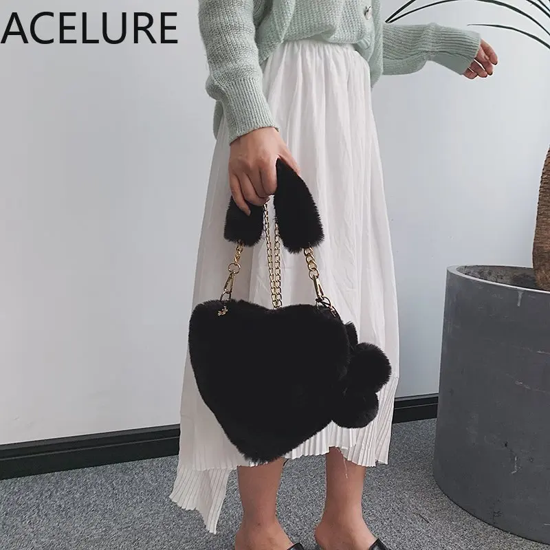 ACELURE меховая сумка для влюбленных девушек милая однотонная через плечо женская