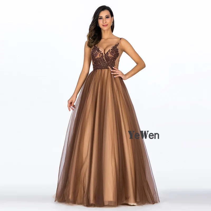 Сексуальное кружевное платье цвета шампанского с глубоким V образным вырезом без