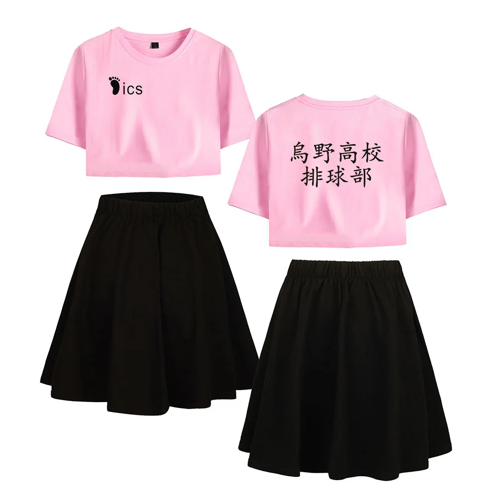 

Anime Haikyuu!! Printed Women Two Piece Set Casual Summer Crop Top+Skirt Hot Sale 2020 Trendy Streetwear Suit Clothes