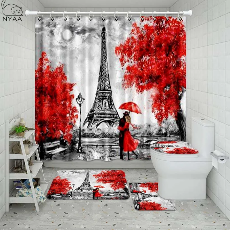 Водонепроницаемая душевая занавеска Vixm с парижским ландшафтом для ванной