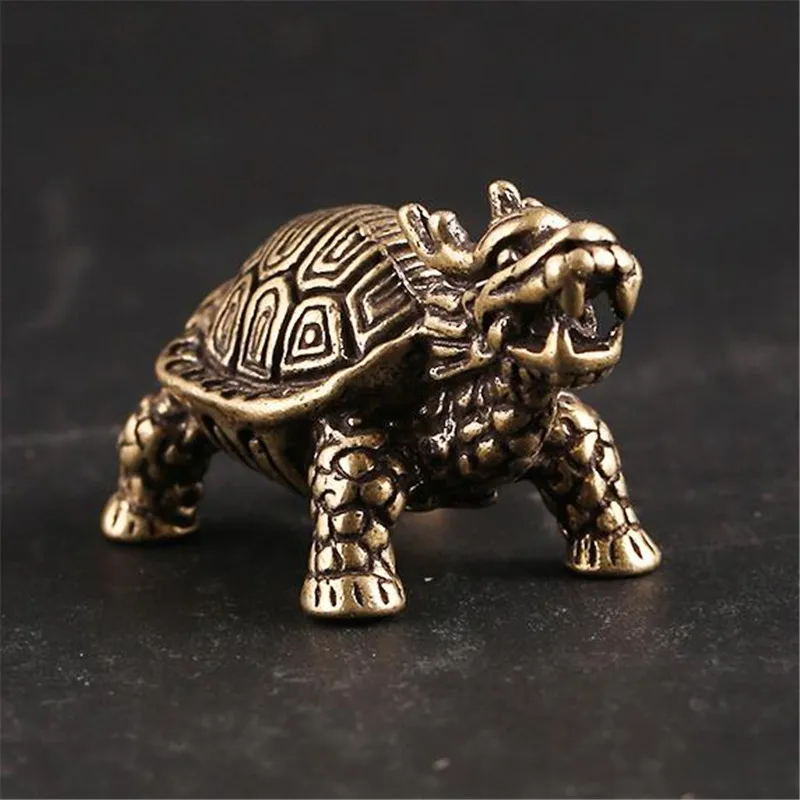 

3D Brass Dragon Turtle Casting Statue Mini Animal Metal Figurine Home Decor Desktop Crafts Sculpture Landscaping Decoration Gift