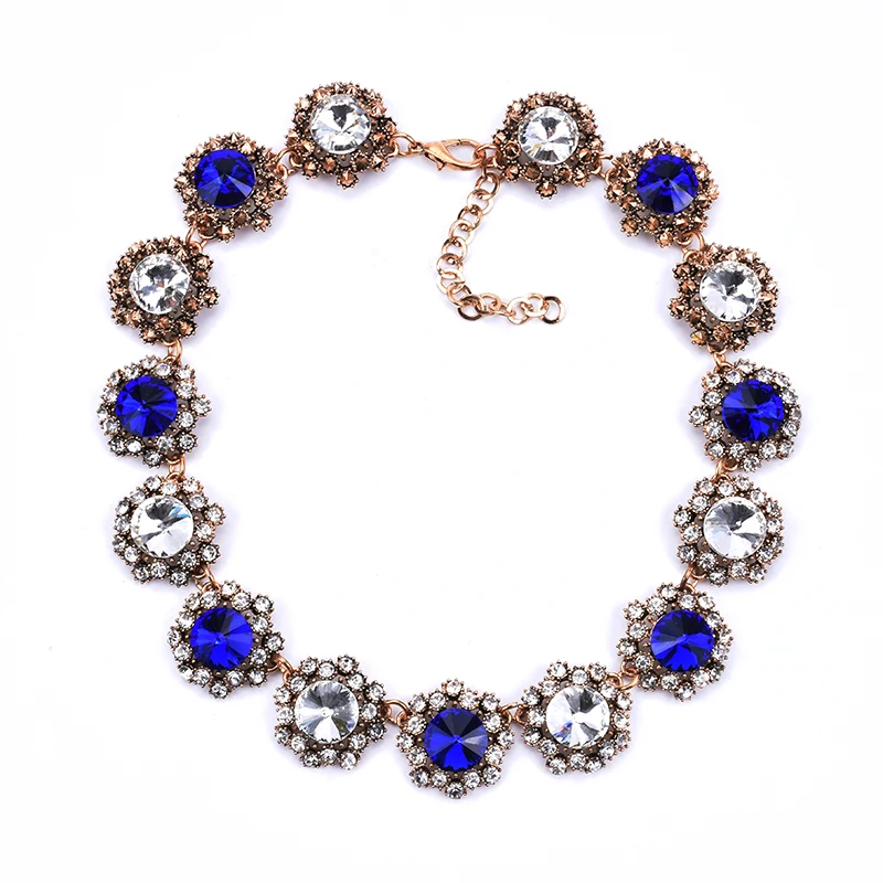 

United States New Jewelry Luxury Brand Fashion Rhinestone Flower Choker Necklaces For Women 2019